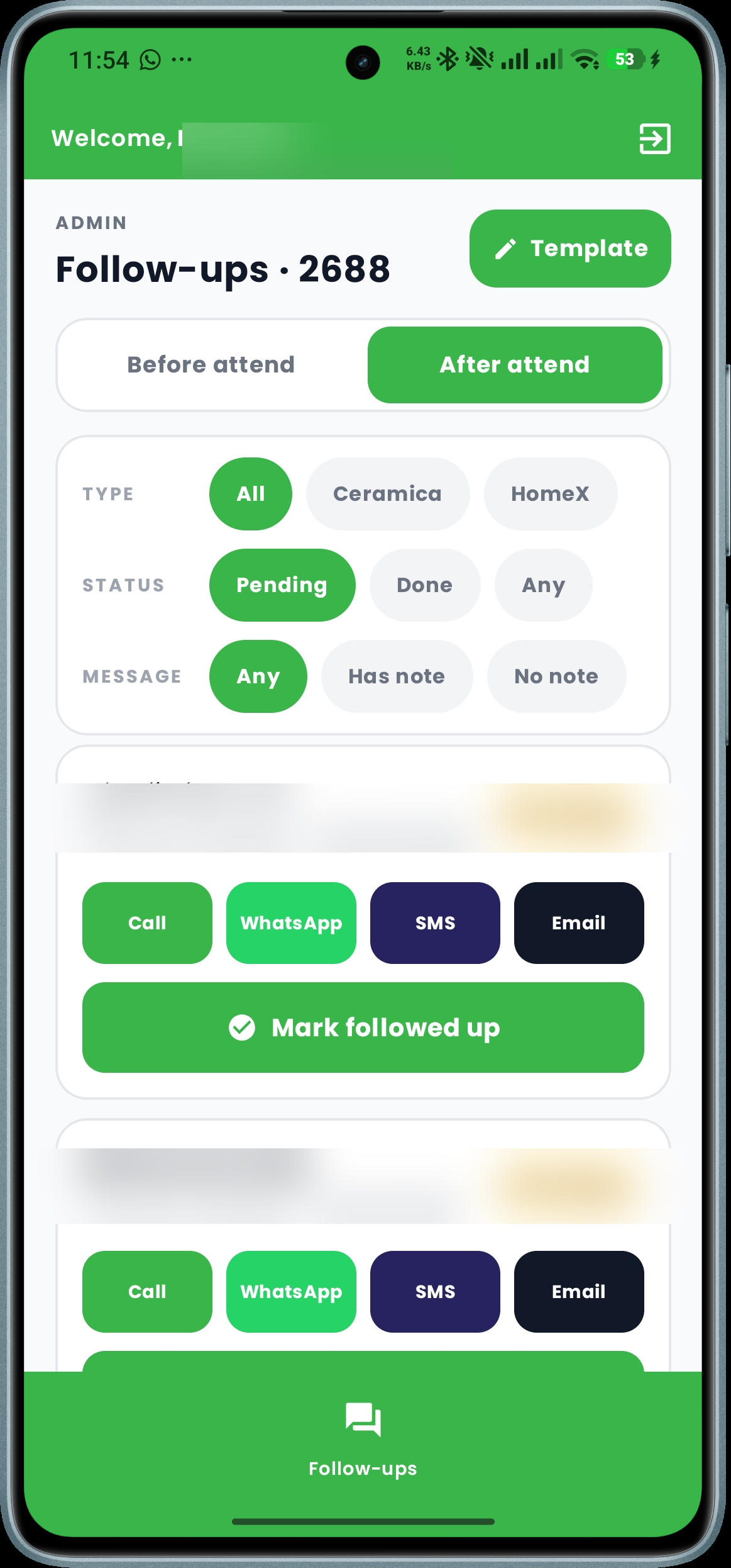 Follow-ups · After attend